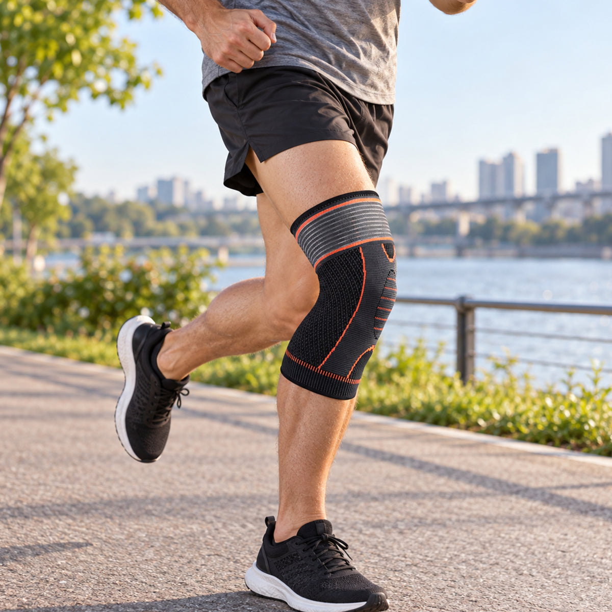 VBOSI 3D Knit Knee Compression Sleeve with Upper Wrap Strap