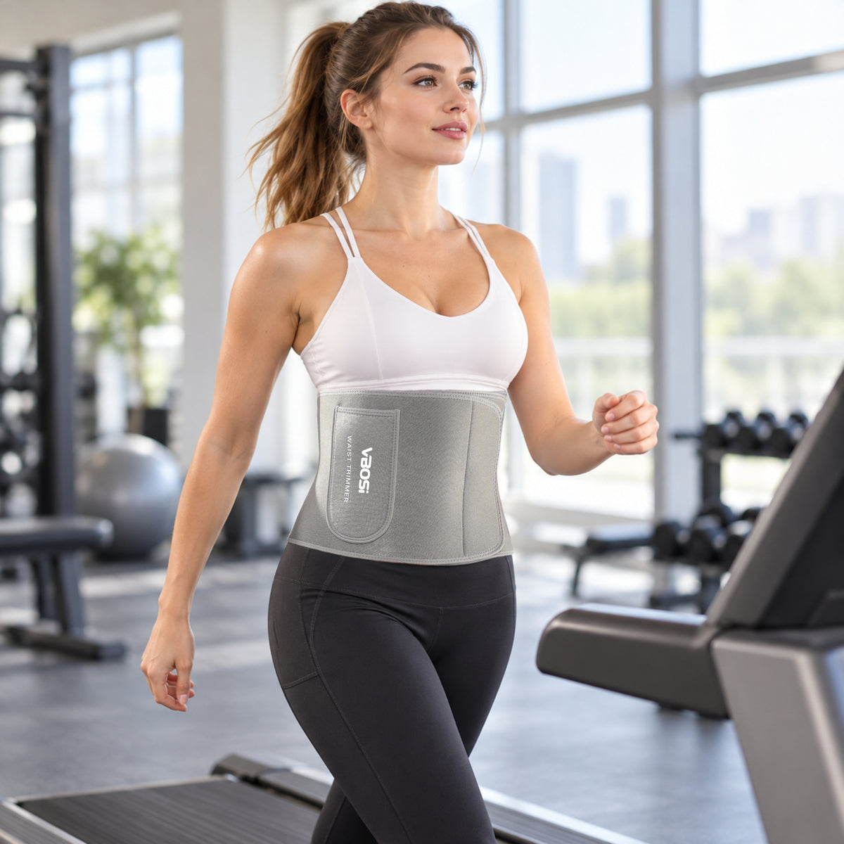 VBOSI Adjustable Waist Trimmer Belt with Silver-Coated Fabric & Wide Wraparound Fit