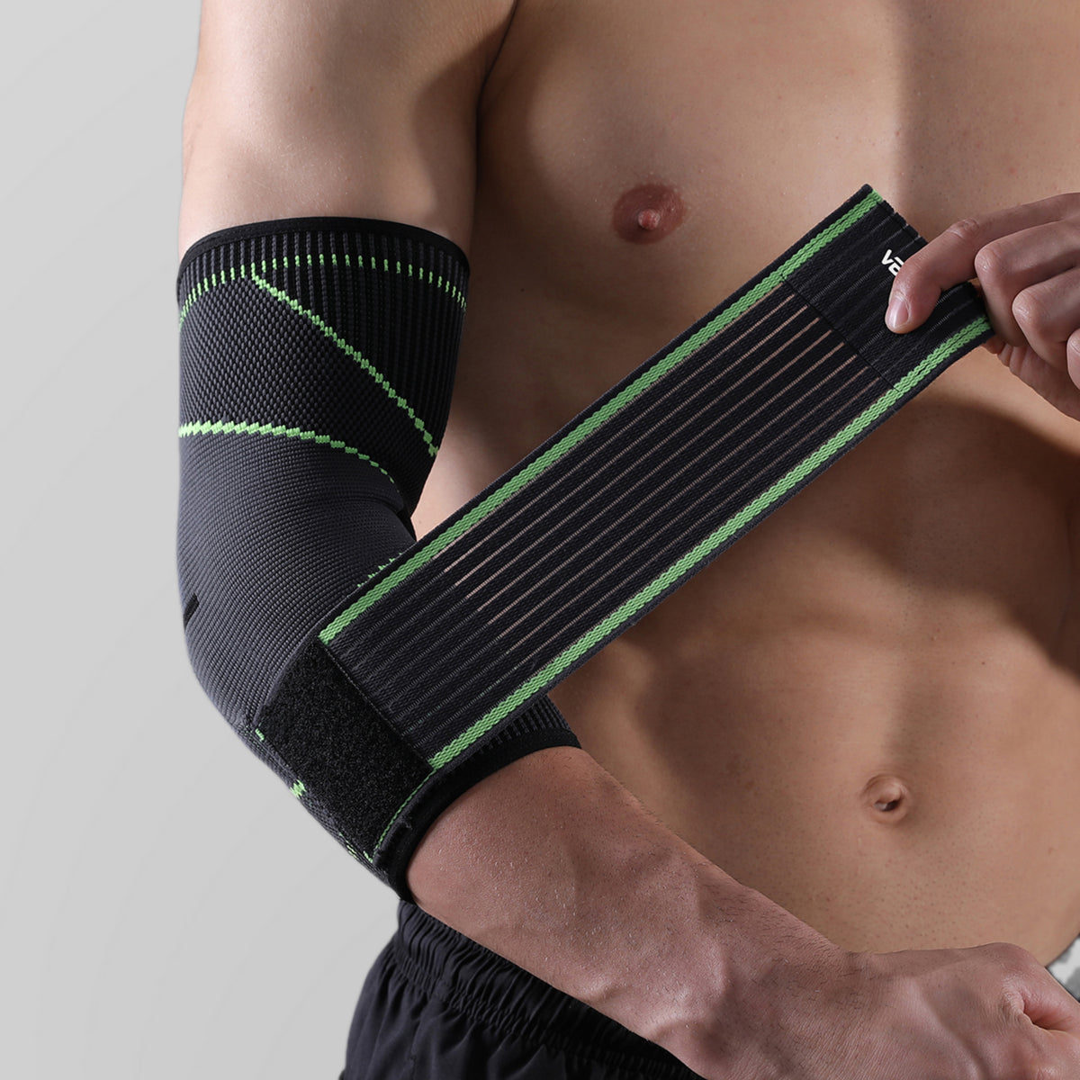VBOSI Knitted Adjustable Elbow Support Sleeve with Extended Compression Strap