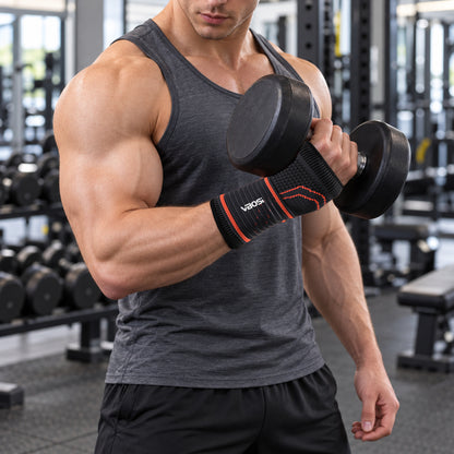 VBOSI Adjustable Knitted Wrist Support with Extended Elastic Compression Strap