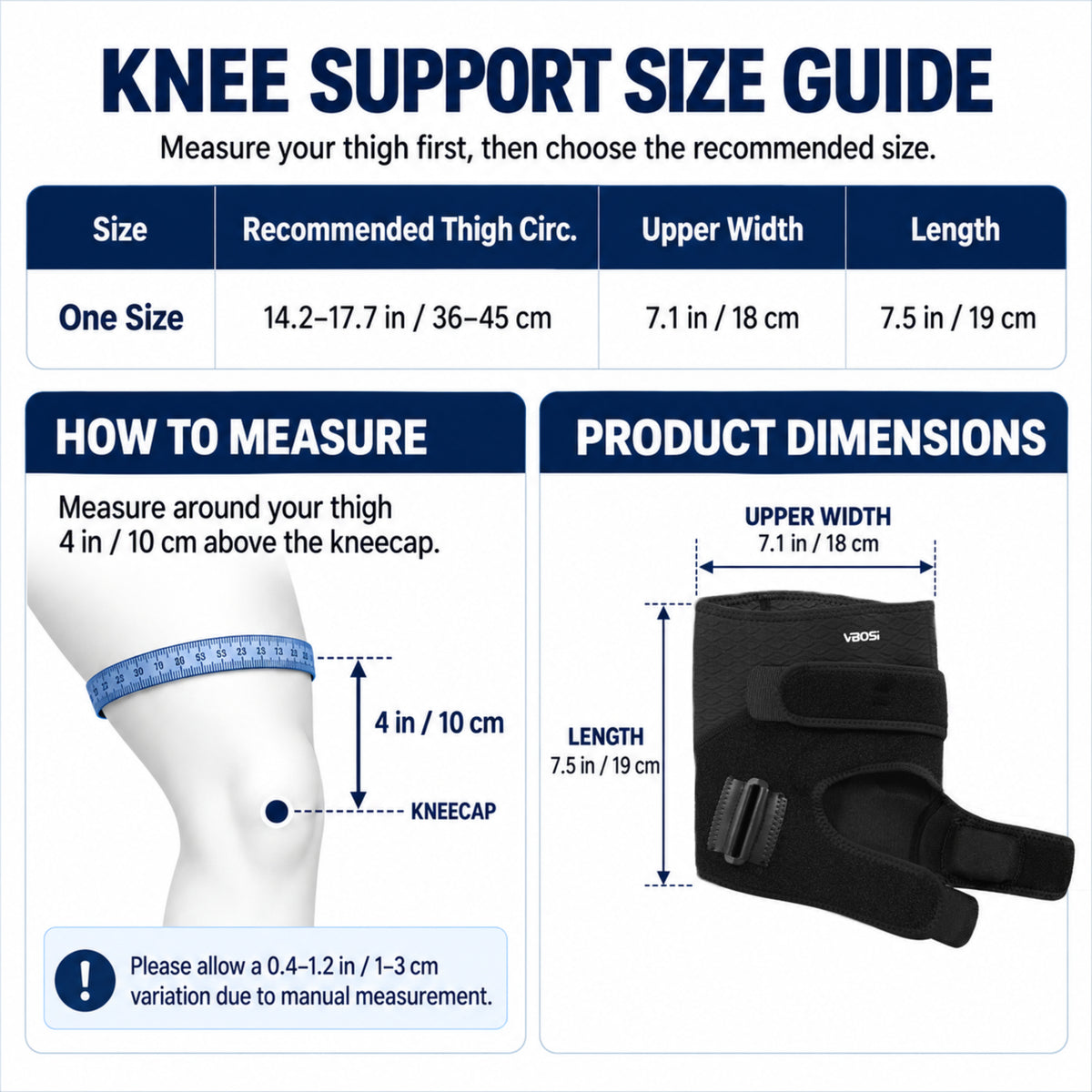 VBOSI Open Patella Knee Brace with Dual-Pull Straps & Reinforced Padded Support