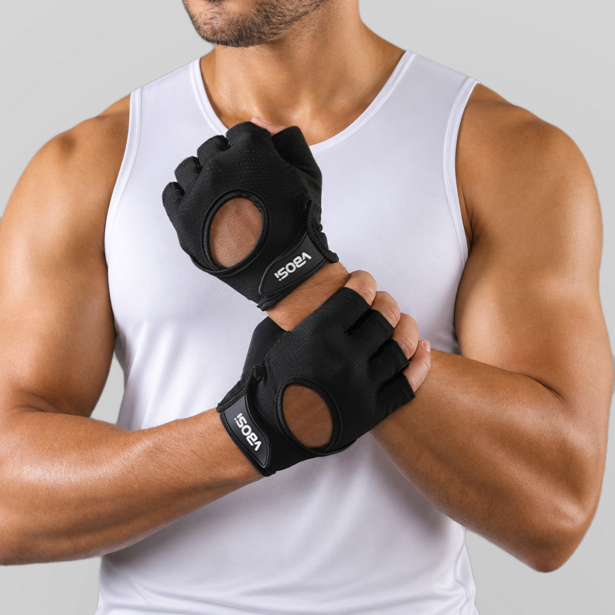 VBOSI Breathable Open-Back Workout Gloves with Silicone Grip Palm