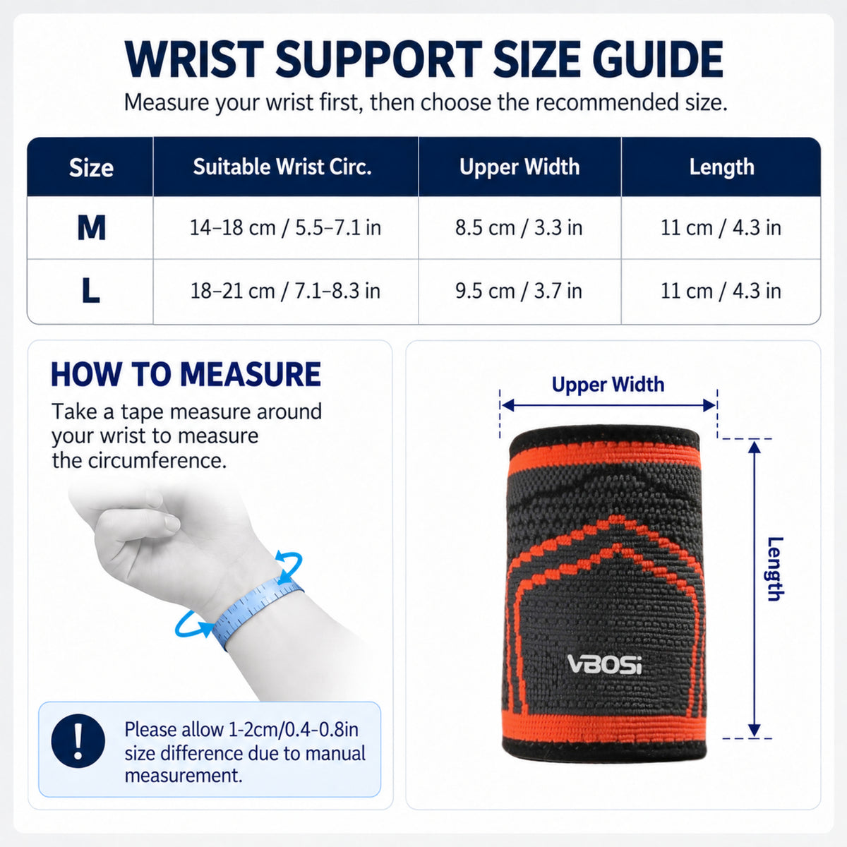 VBOSI 1 Pair Elastic Knitted Wrist Support Sleeve