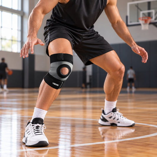 VBOSI Open Patella Knee Support Brace with Dual Adjustable Straps & Flexible Wraparound Fit