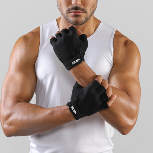 VBOSI Breathable Half Finger Workout Gloves with Non-Slip Silicone Palm
