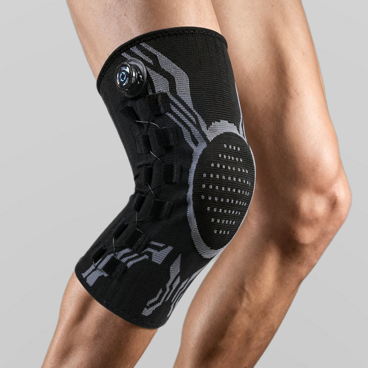 VBOSI 1 Piece Dial-Adjustable Knee Compression Sleeve with Cable Lacing & Patella Pad