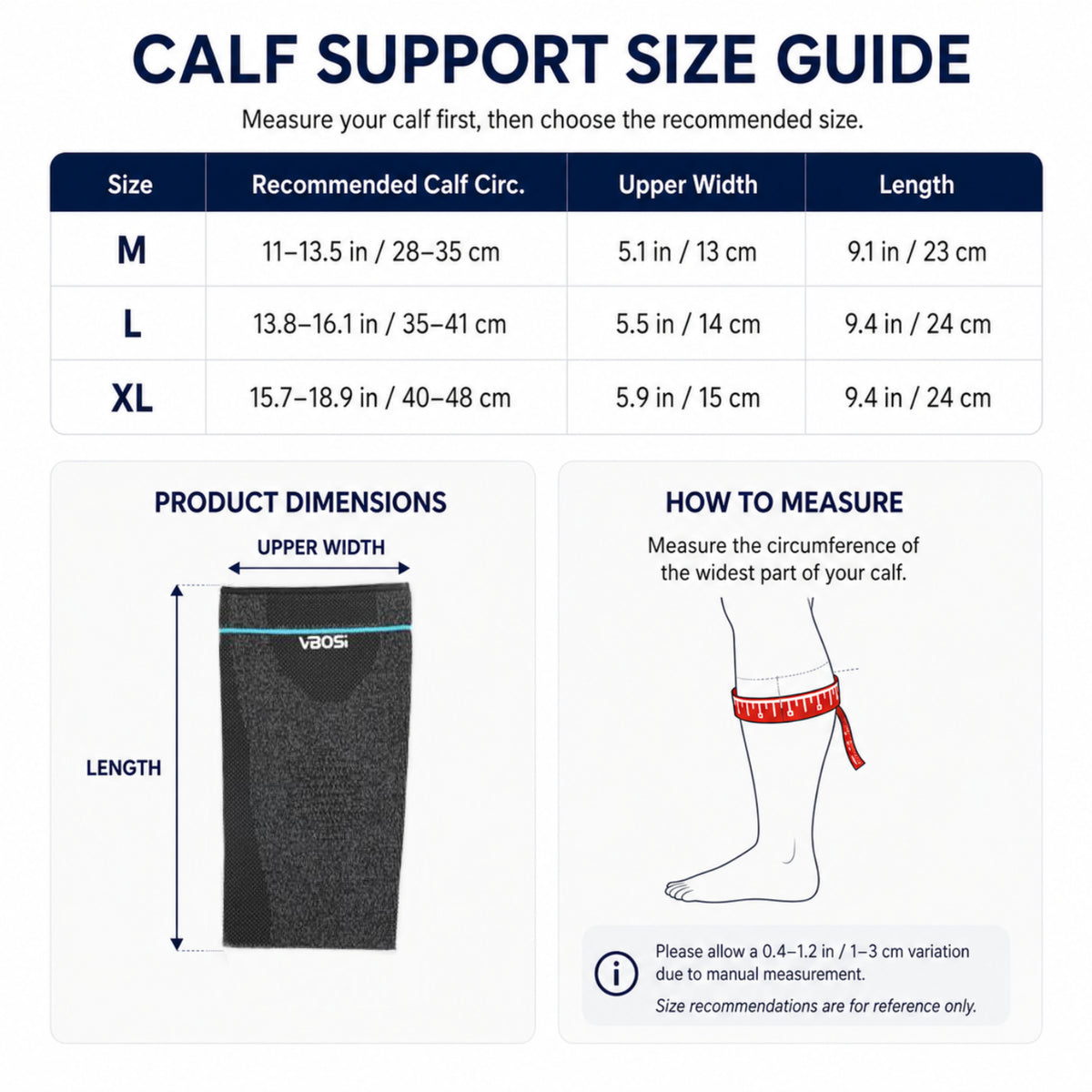 VBOSI Breathable Calf Sleeve with Anti-Slip Silicone
