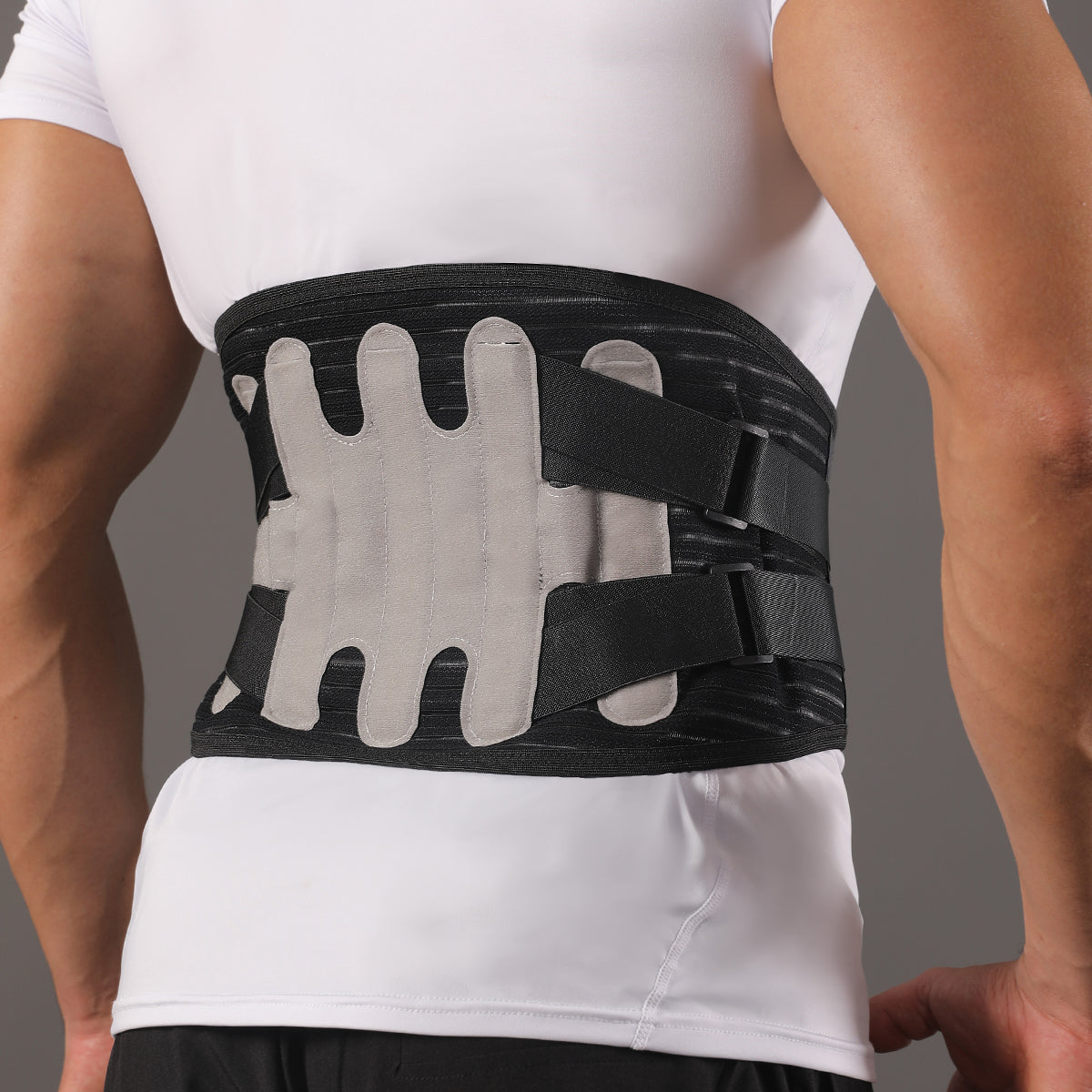 VBOSI Adjustable Back Support Belt with Dual Compression Straps & Support Stays