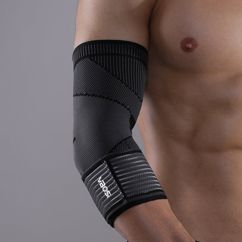 VBOSI Knitted Adjustable Elbow Support Sleeve with Extended Compression Strap