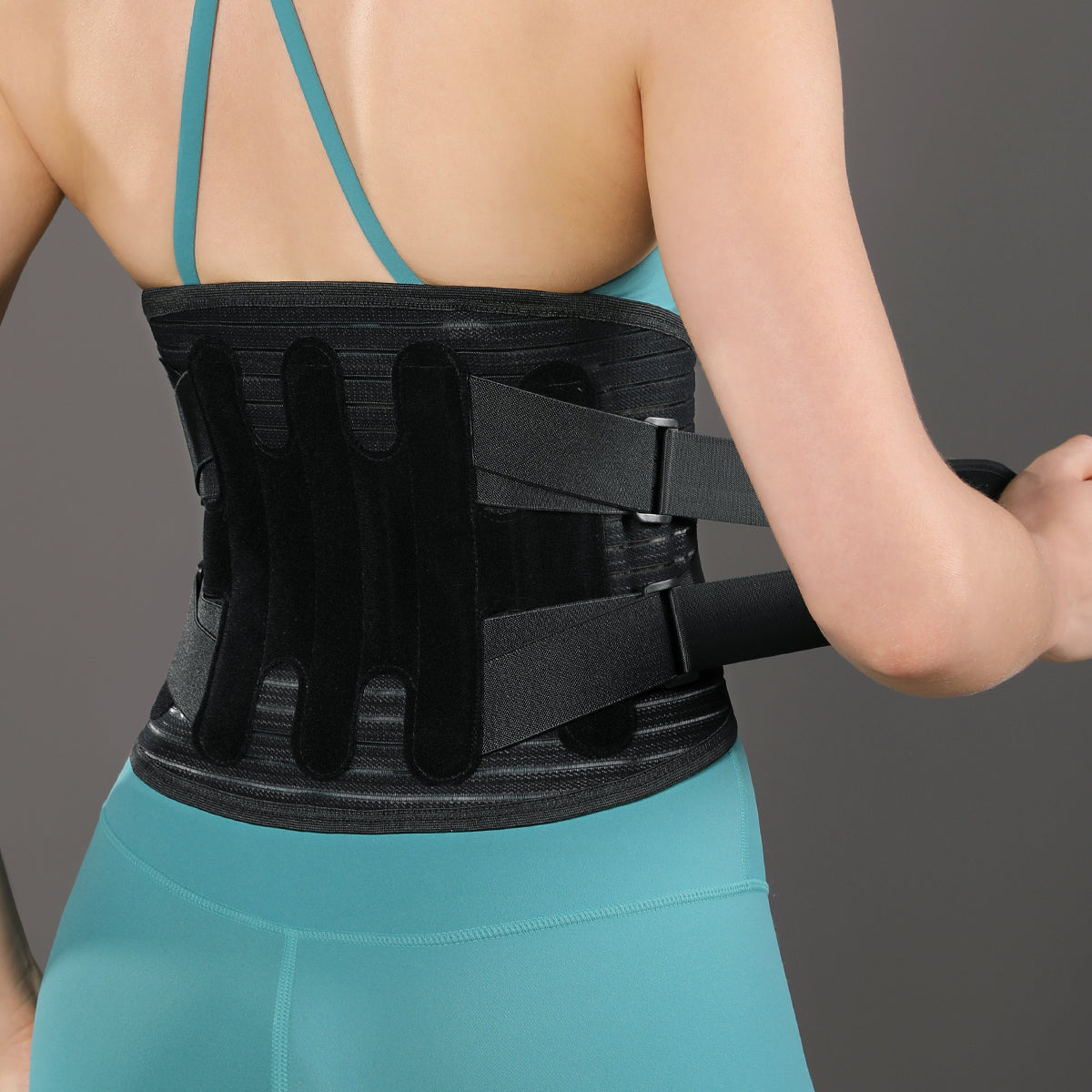VBOSI Adjustable Back Support Belt with Dual Compression Straps & Support Stays