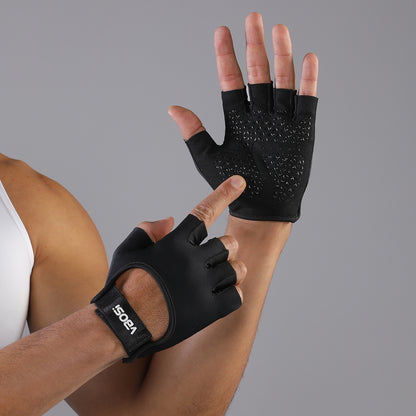 VBOSI Non-Slip Half Finger Workout Gloves with Adjustable Wrist Strap