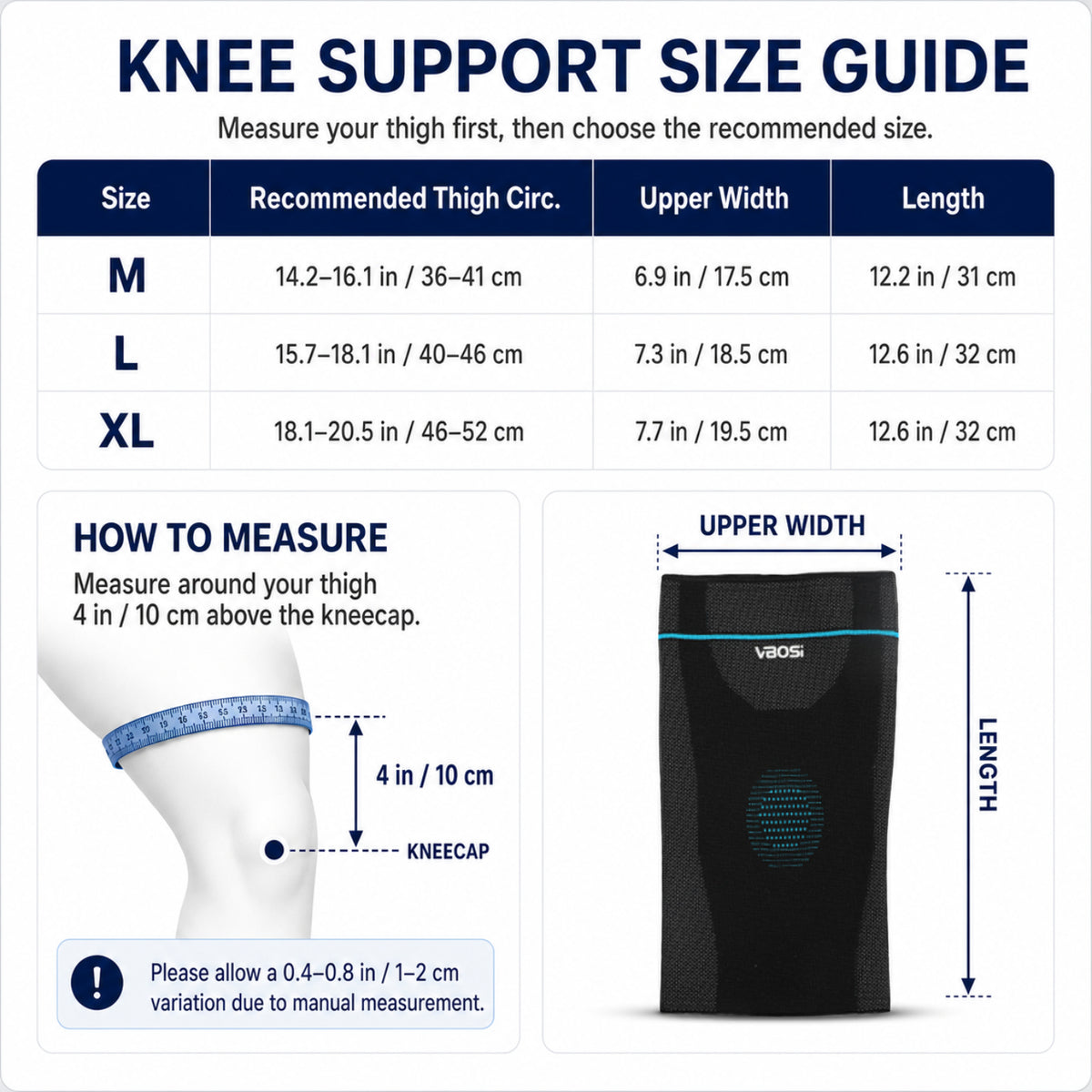 VBOSI Breathable Knit Knee Compression Sleeve