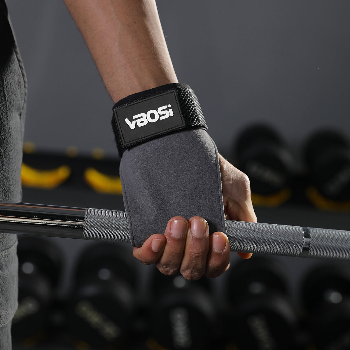 VBOSI Adjustable Weightlifting Grip Gloves with Padded Palm