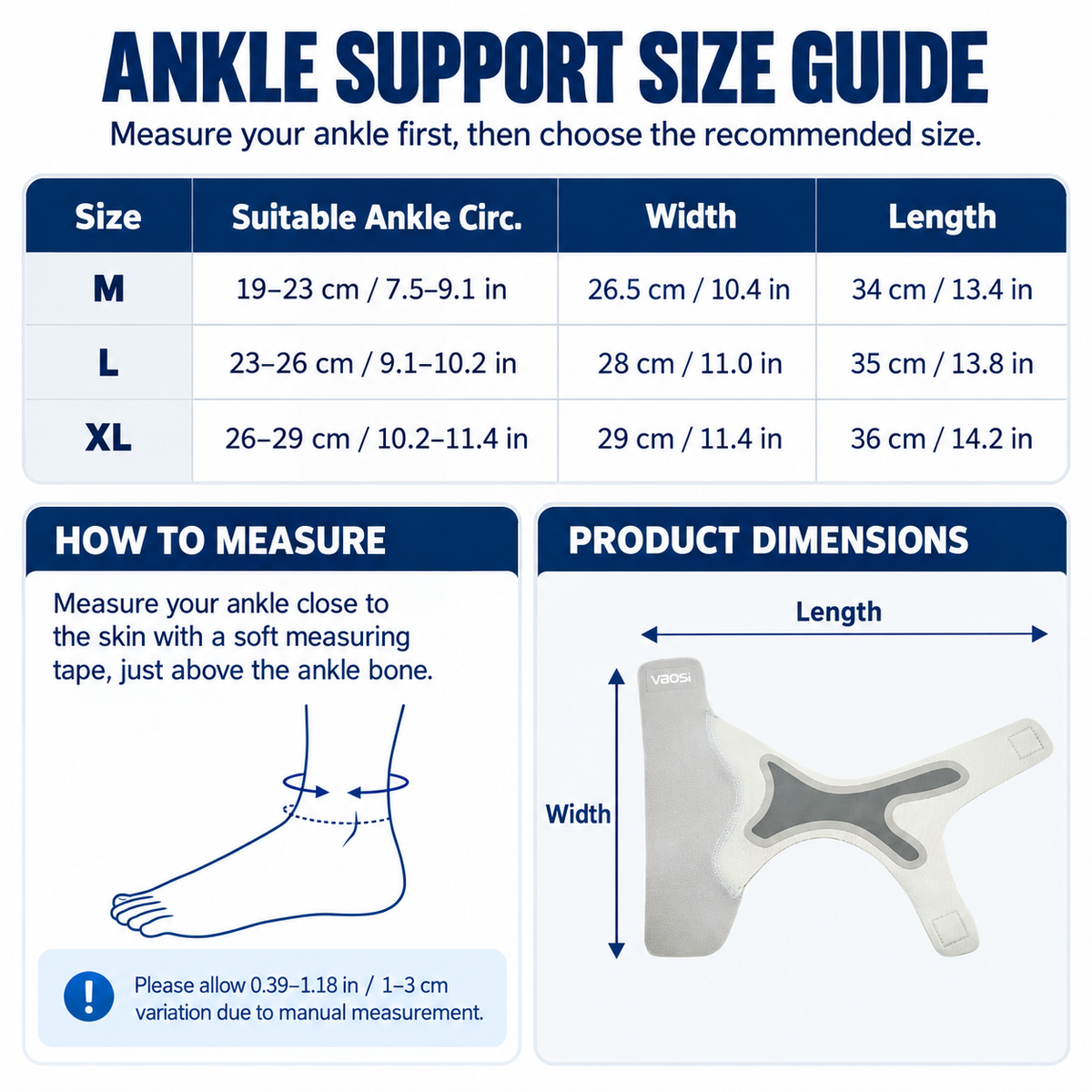 VBOSI 1 Pair Adjustable Ankle Support Wraps with Y-Shaped Straps & Open Heel Design