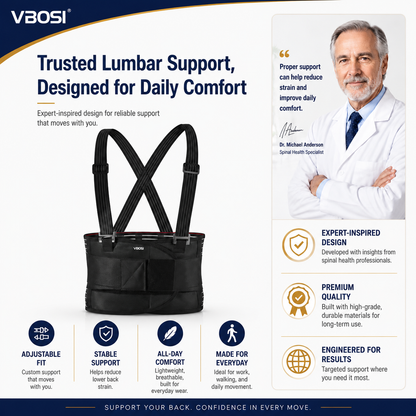 VBOSI Heavy Duty Back Support Belt with Adjustable Straps