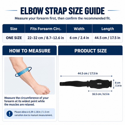 VBOSI 1 Pair Padded Tennis Elbow Braces – Adjustable Forearm Compression Strap