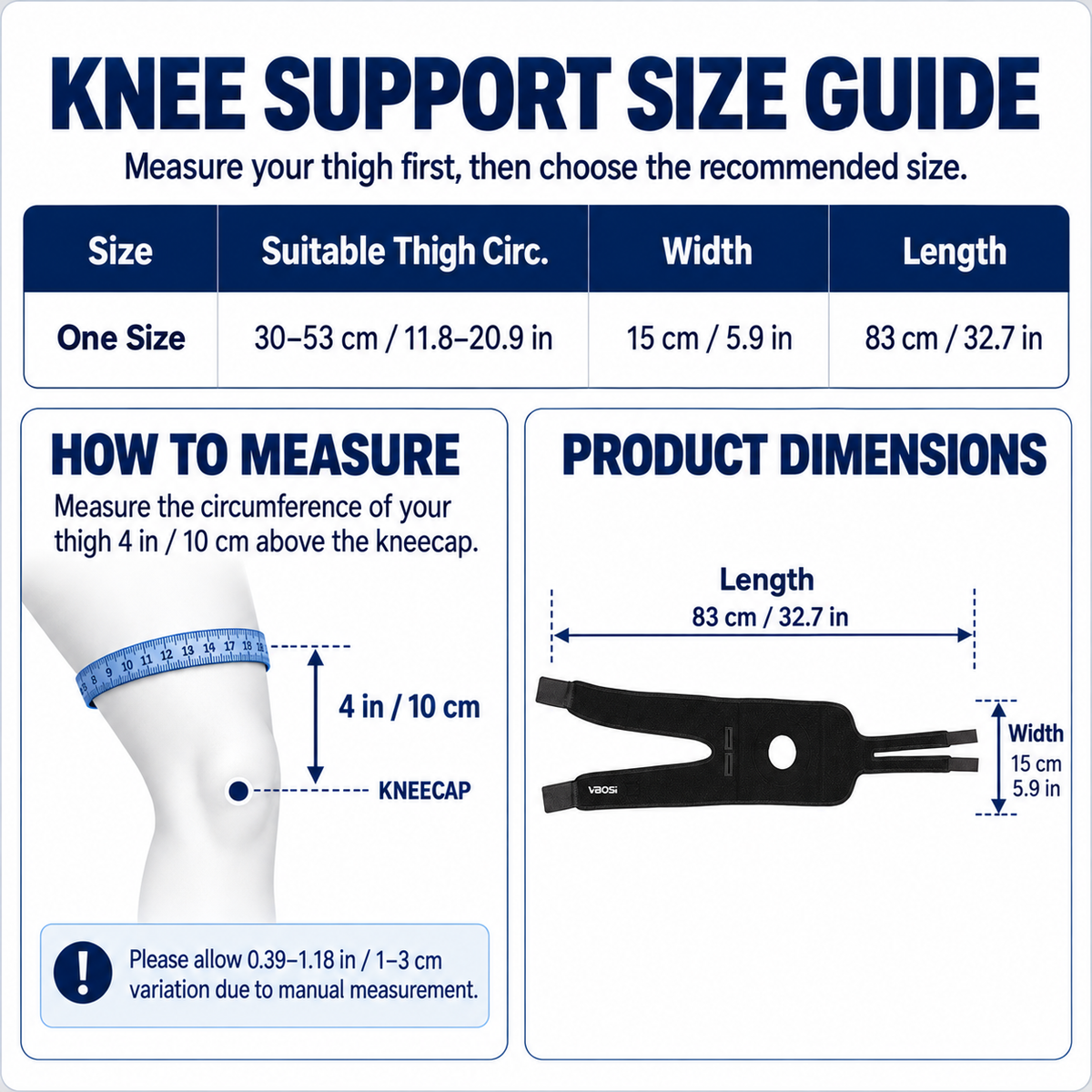 VBOSI Dual Angled-Strap Open Patella Knee Support Brace