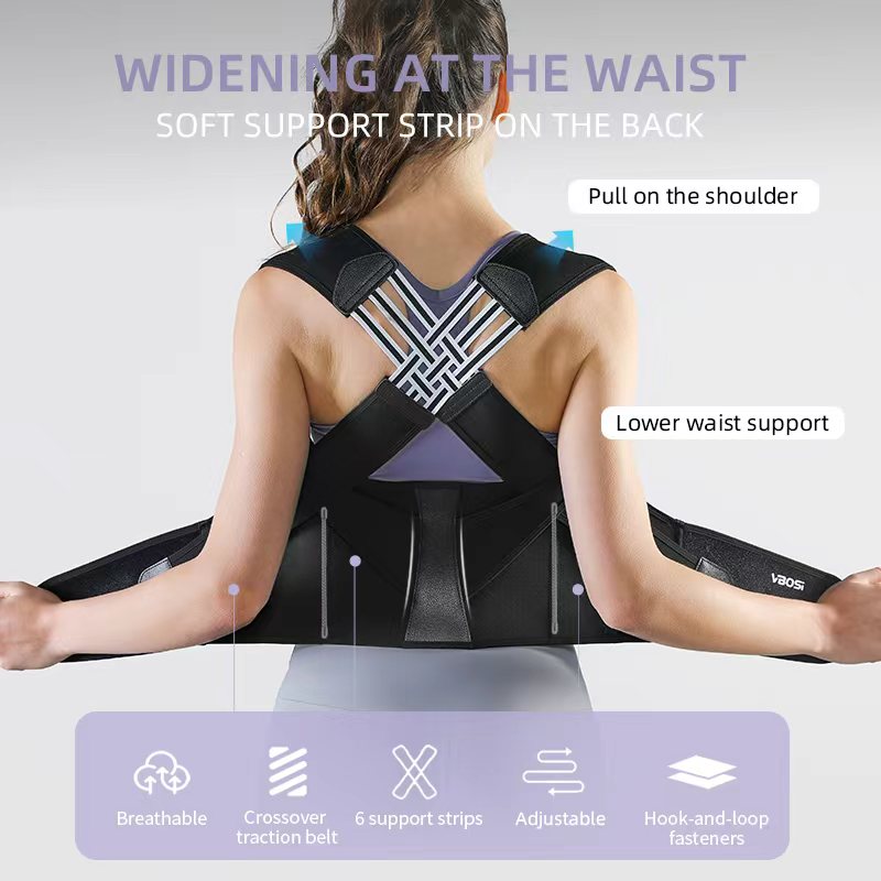 VBOSI Adjustable Back Support Belt with X-Strap Shoulder Design & Support Stays