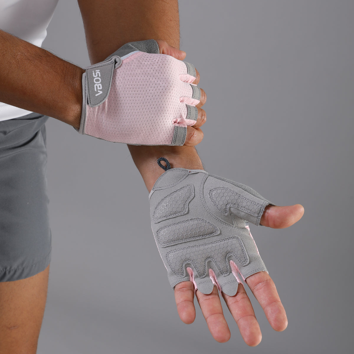 VBOSI Breathable Half Finger Workout Gloves with Non-Slip Silicone Palm