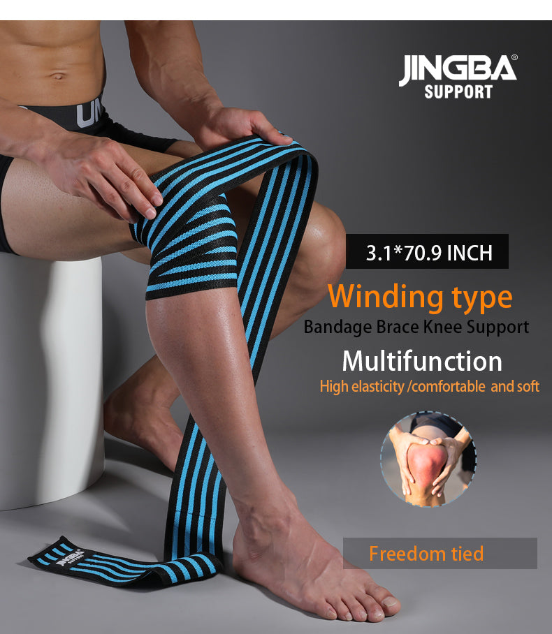 JINGBA SUPPORT 6324 Polyester Non-Slip Running Genouillère Brace High Elastic Compression Genou Bandage Wraps