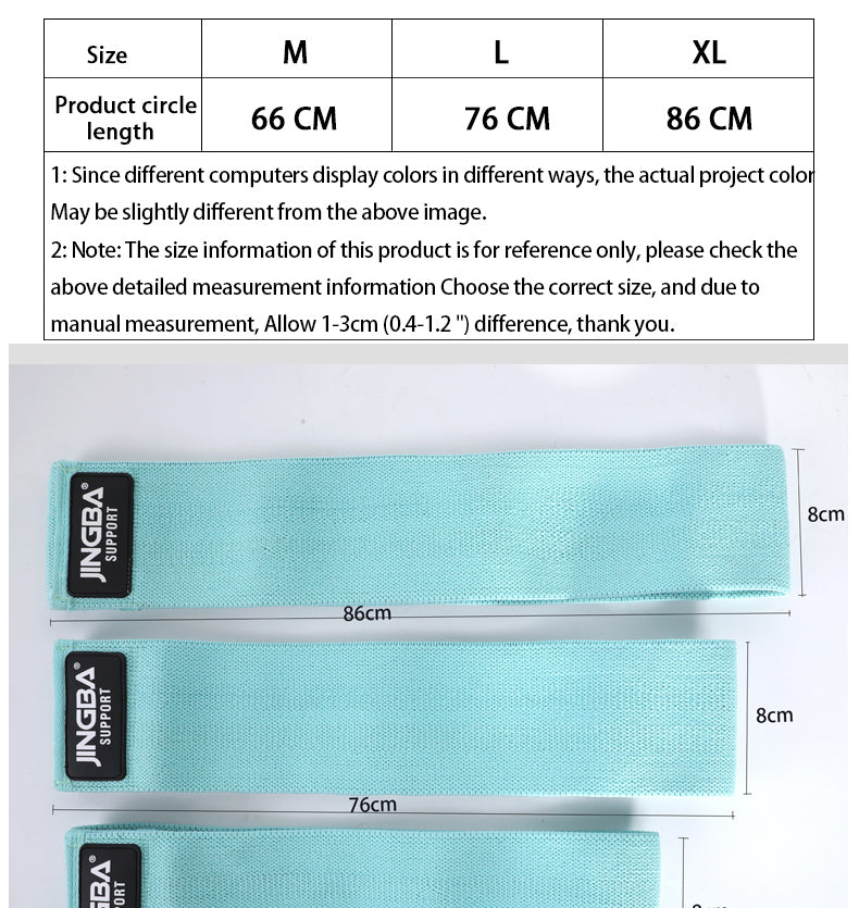 JINGBA SUPPORT 9924 Bandes de résistance en tissu pour les cuisses, les hanches et le butin - Bandes d'exercice élastiques pour le yoga, la gym et le fitness 