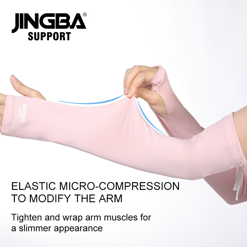 JINGBA SUPPORT 4945 chauffe-bras thermique été refroidissement cyclisme hiver bras manches couvre-bras avec trous pour les pouces pour hommes femmes