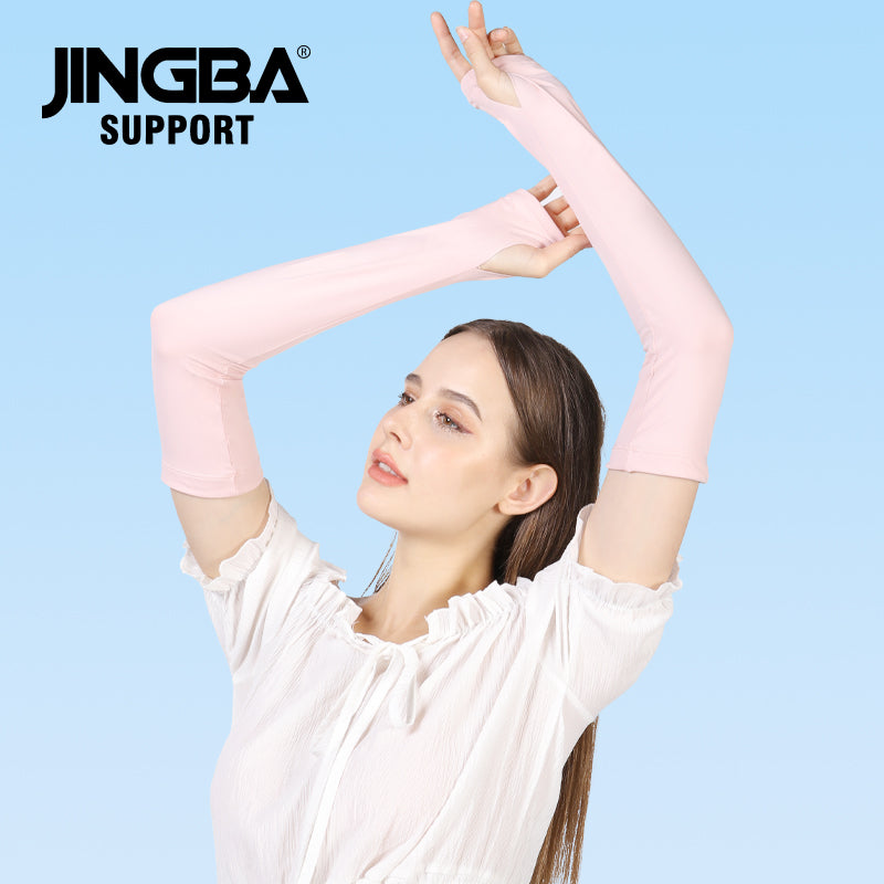 JINGBA SUPPORT 4945 chauffe-bras thermique été refroidissement cyclisme hiver bras manches couvre-bras avec trous pour les pouces pour hommes femmes