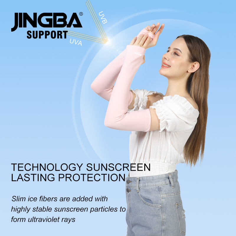 JINGBA SUPPORT 4945 chauffe-bras thermique été refroidissement cyclisme hiver bras manches couvre-bras avec trous pour les pouces pour hommes femmes