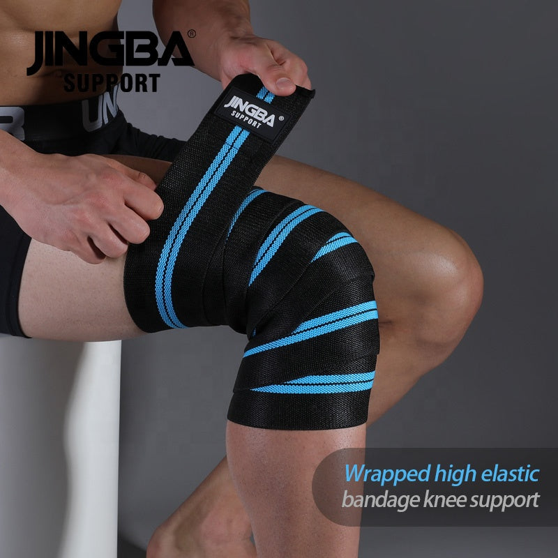 JINGBA SUPPORT 6324 Polyester Non-Slip Running Genouillère Brace High Elastic Compression Genou Bandage Wraps
