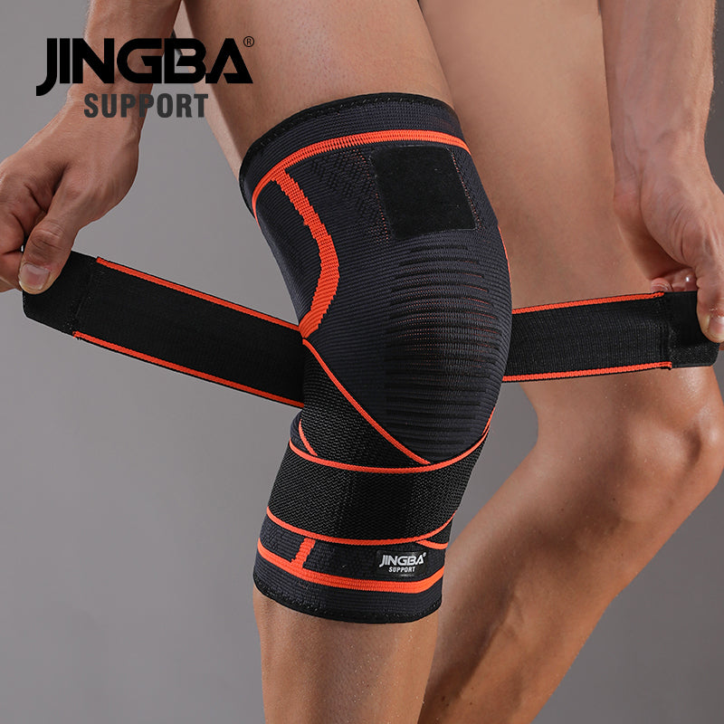 JINGBASUPPORT 2167 Nylon réglable Genou prend en charge haute compression genouillère basket-ball genou bandage jambe manches