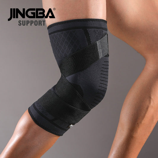 JINGBASUPPORT 2167 Nylon réglable Genou prend en charge haute compression genouillère basket-ball genou bandage jambe manches