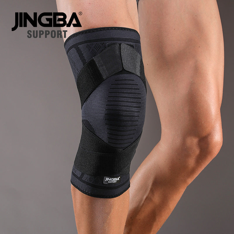 JINGBASUPPORT 2167 Nylon réglable Genou prend en charge haute compression genouillère basket-ball genou bandage jambe manches