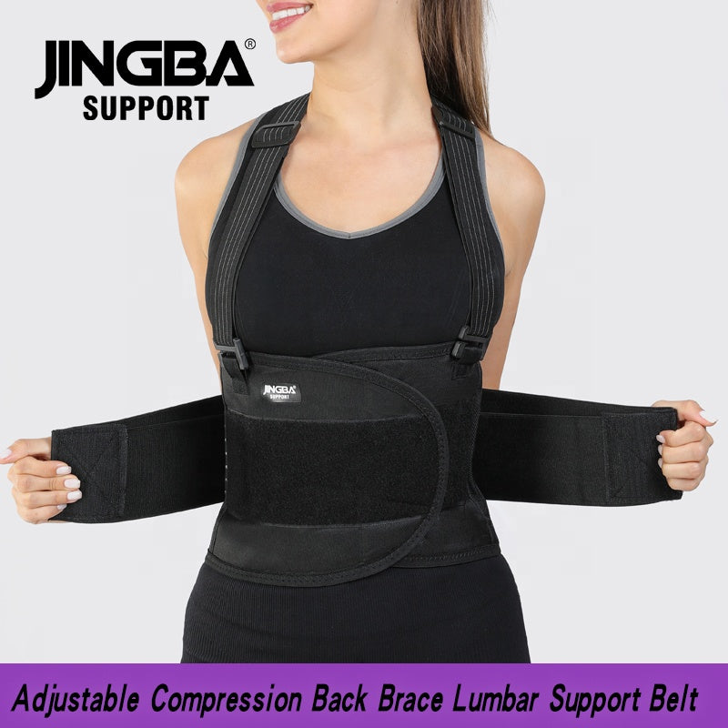 JINGBA SUPPORT 2152 Ceinture de sueur d'entraînement avec sangles dorsales Taille-taille Noir Taille Trainer Bande amincissante