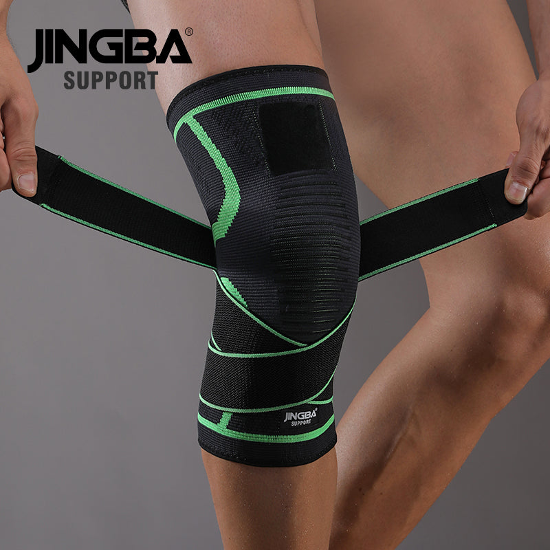 JINGBASUPPORT 2167 Nylon réglable Genou prend en charge haute compression genouillère basket-ball genou bandage jambe manches