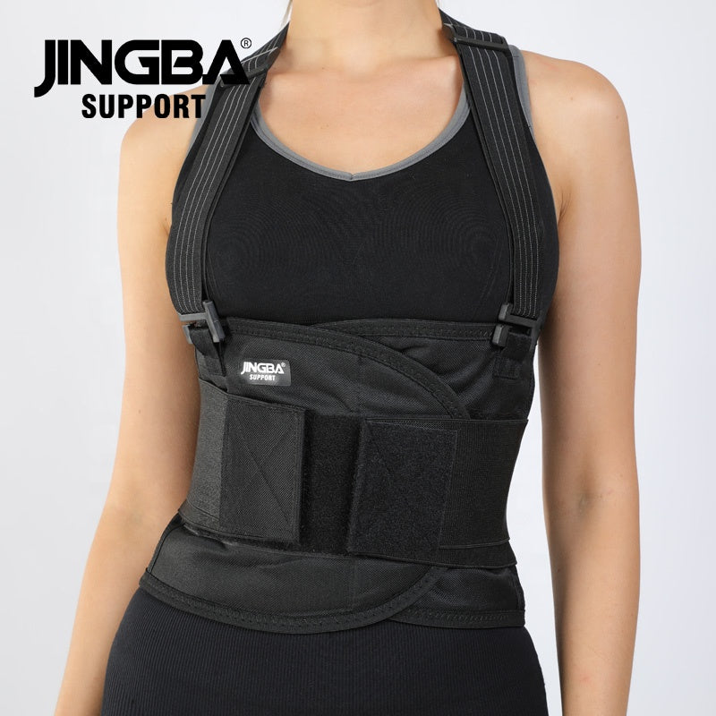 JINGBA SUPPORT 2152 Ceinture de sueur d'entraînement avec sangles dorsales Taille-taille Noir Taille Trainer Bande amincissante