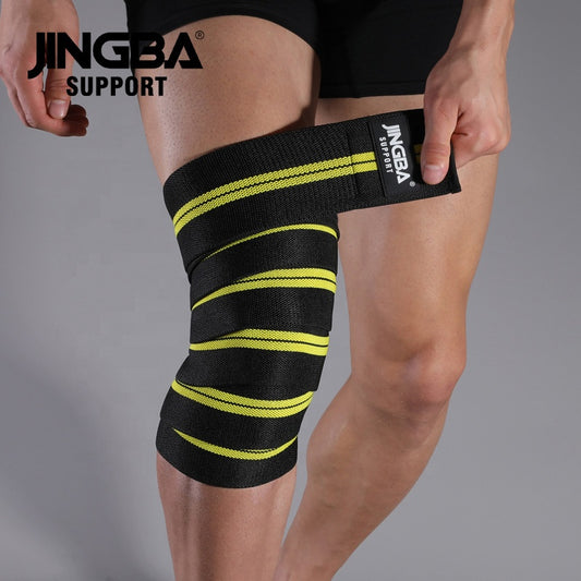 JINGBA SUPPORT 6324 Polyester Non-Slip Running Genouillère Brace High Elastic Compression Genou Bandage Wraps