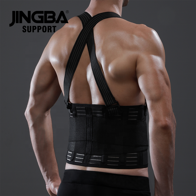 JINGBA SUPPORT 2152 Ceinture de sueur d'entraînement avec sangles dorsales Taille-taille Noir Taille Trainer Bande amincissante