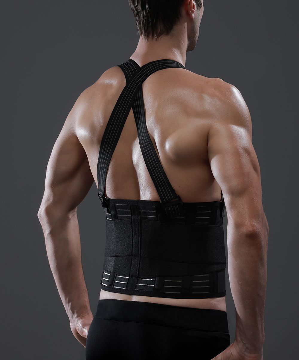 JINGBA SUPPORT 2152 Ceinture de sueur d'entraînement avec sangles dorsales Taille-taille Noir Taille Trainer Bande amincissante